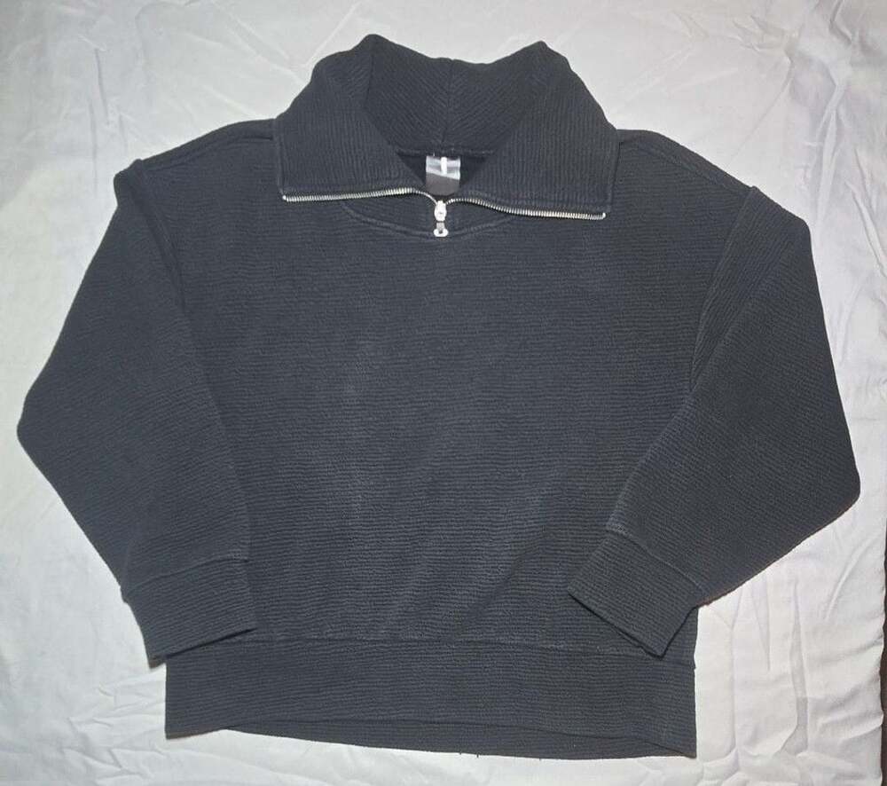 CALIA Cloud 1/4 Zip Pullover Size S Black Textured Sweater